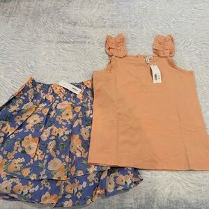 Janie and Jack Sleeveless  Orange Lily Cami and Floral Skirt